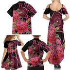 Australia Waratah Family Matching Summer Maxi Dress and Hawaiian Shirt Telopea Aussie Native Flowers Indigenous Art - Aussie Hoodie