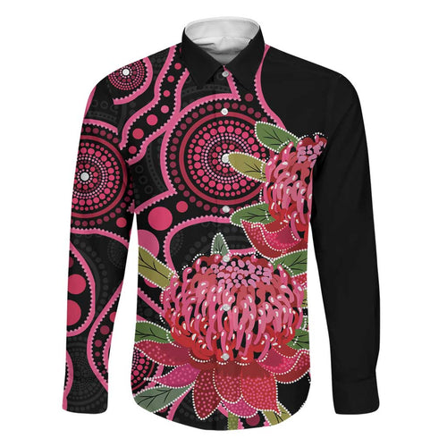 Australia Waratah Family Matching Summer Maxi Dress and Hawaiian Shirt Telopea Aussie Native Flowers Indigenous Art - Aussie Hoodie