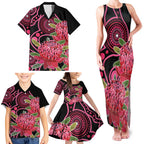 Australia Waratah Family Matching Tank Maxi Dress and Hawaiian Shirt Telopea Aussie Native Flowers Indigenous Art - Aussie Hoodie