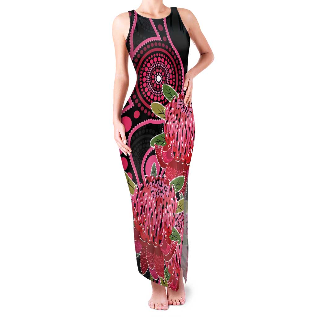 Australia Waratah Family Matching Tank Maxi Dress and Hawaiian Shirt Telopea Aussie Native Flowers Indigenous Art - Aussie Hoodie