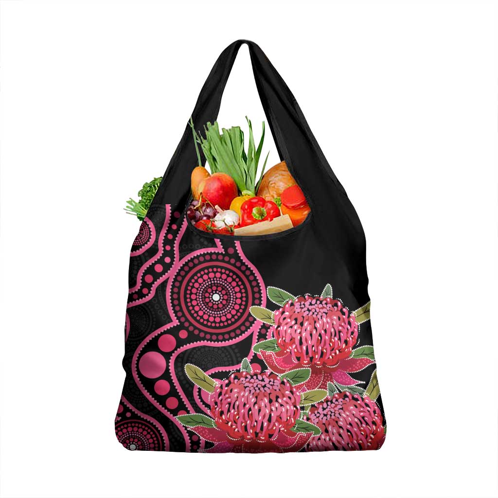 Australia Waratah Grocery Bag Telopea Aussie Native Flowers Indigenous Art - Aussie Hoodie
