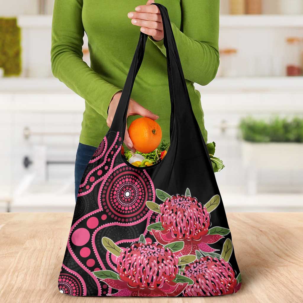 Australia Waratah Grocery Bag Telopea Aussie Native Flowers Indigenous Art - Aussie Hoodie
