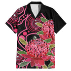 Australia Waratah Hawaiian Shirt Telopea Aussie Native Flowers Indigenous Art - Aussie Hoodie