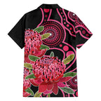 Australia Waratah Hawaiian Shirt Telopea Aussie Native Flowers Indigenous Art - Aussie Hoodie