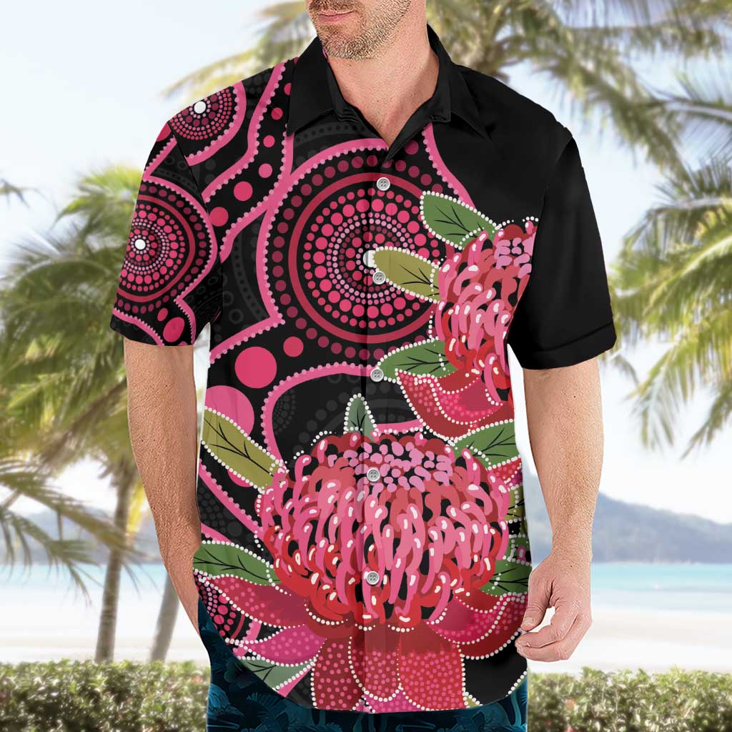Australia Waratah Hawaiian Shirt Telopea Aussie Native Flowers Indigenous Art - Aussie Hoodie