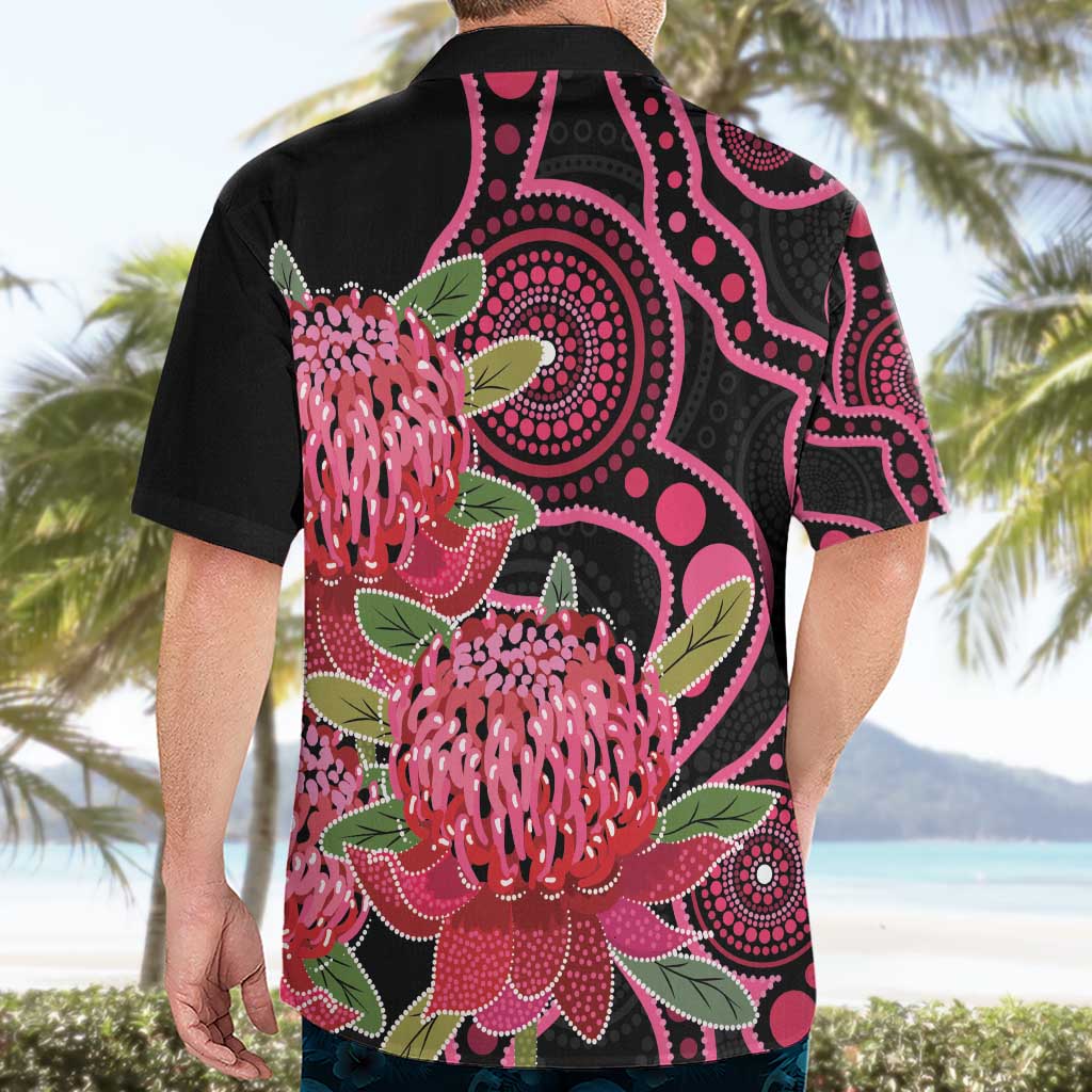 Australia Waratah Hawaiian Shirt Telopea Aussie Native Flowers Indigenous Art - Aussie Hoodie