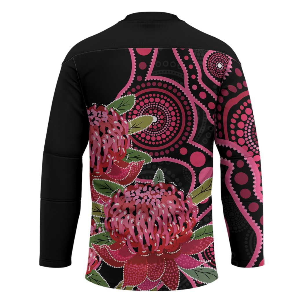Australia Waratah Hockey Jersey Telopea Aussie Native Flowers Indigenous Art - Aussie Hoodie