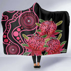 Australia Waratah Hooded Blanket Telopea Aussie Native Flowers Indigenous Art - Aussie Hoodie