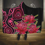Australia Waratah Hooded Blanket Telopea Aussie Native Flowers Indigenous Art - Aussie Hoodie
