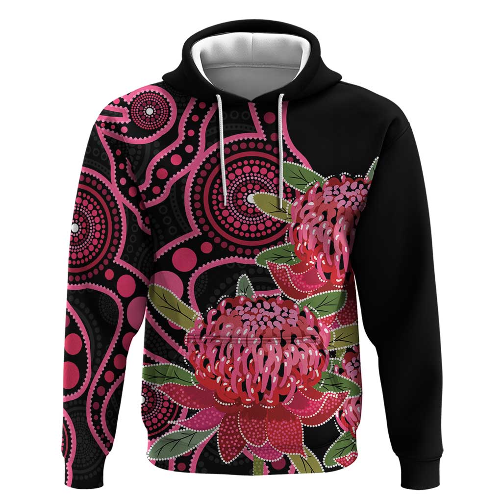 Australia Waratah Hoodie Telopea Aussie Native Flowers Indigenous Art - Aussie Hoodie
