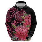 Australia Waratah Hoodie Telopea Aussie Native Flowers Indigenous Art - Aussie Hoodie