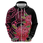 Australia Waratah Hoodie Telopea Aussie Native Flowers Indigenous Art - Aussie Hoodie