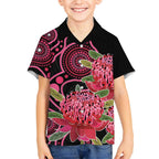 Australia Waratah Kid Hawaiian Shirt Telopea Aussie Native Flowers Indigenous Art - Aussie Hoodie