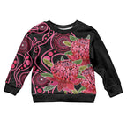 Australia Waratah Kid Ugly Christmas Sweater Telopea Aussie Native Flowers Indigenous Art - Aussie Hoodie