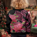 Australia Waratah Kid Ugly Christmas Sweater Telopea Aussie Native Flowers Indigenous Art - Aussie Hoodie