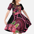 Australia Waratah Kid Short Sleeve Dress Telopea Aussie Native Flowers Indigenous Art - Aussie Hoodie