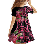 Australia Waratah Kid Short Sleeve Dress Telopea Aussie Native Flowers Indigenous Art - Aussie Hoodie