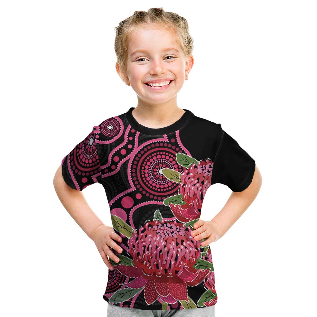 Australia Waratah Kid T Shirt Telopea Aussie Native Flowers Indigenous Art - Aussie Hoodie