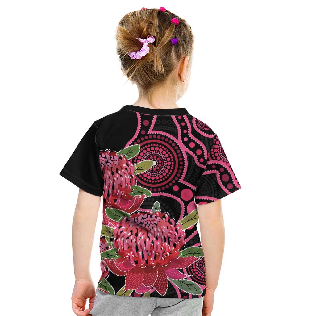 Australia Waratah Kid T Shirt Telopea Aussie Native Flowers Indigenous Art - Aussie Hoodie