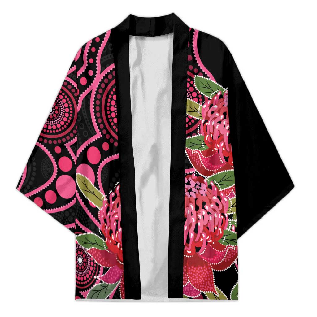 Australia Waratah Kimono Telopea Aussie Native Flowers Indigenous Art - Aussie Hoodie