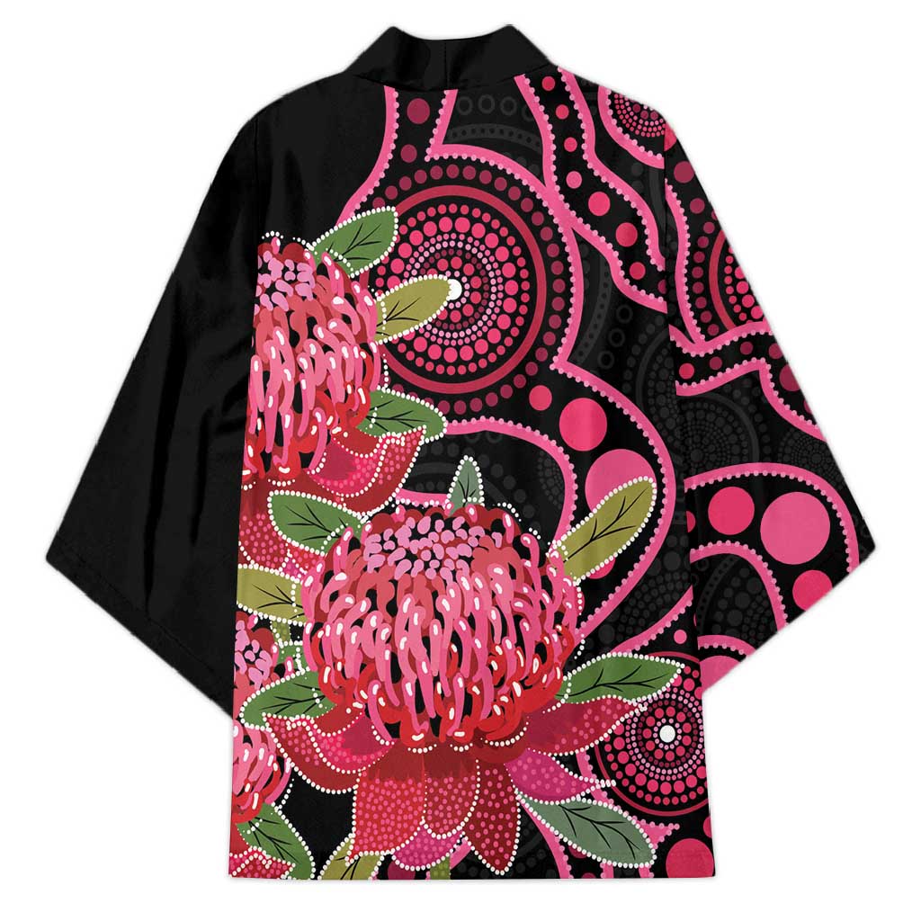 Australia Waratah Kimono Telopea Aussie Native Flowers Indigenous Art - Aussie Hoodie