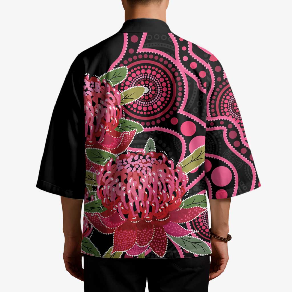 Australia Waratah Kimono Telopea Aussie Native Flowers Indigenous Art - Aussie Hoodie