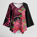 Australia Waratah Kimono Sleeve Blouse Telopea Aussie Native Flowers Indigenous Art - Aussie Hoodie