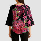 Australia Waratah Kimono Sleeve Blouse Telopea Aussie Native Flowers Indigenous Art - Aussie Hoodie