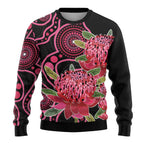 Australia Waratah Ugly Christmas Sweater Telopea Aussie Native Flowers Indigenous Art - Aussie Hoodie