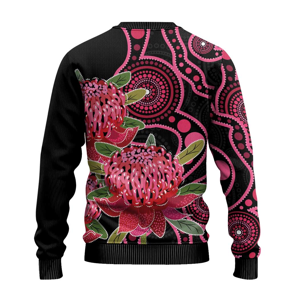 Australia Waratah Ugly Christmas Sweater Telopea Aussie Native Flowers Indigenous Art - Aussie Hoodie