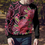 Australia Waratah Ugly Christmas Sweater Telopea Aussie Native Flowers Indigenous Art - Aussie Hoodie