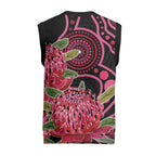 Australia Waratah Christmas Knitted V-Neck Vest Telopea Aussie Native Flowers Indigenous Art - Aussie Hoodie