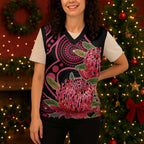 Australia Waratah Christmas Knitted V-Neck Vest Telopea Aussie Native Flowers Indigenous Art - Aussie Hoodie