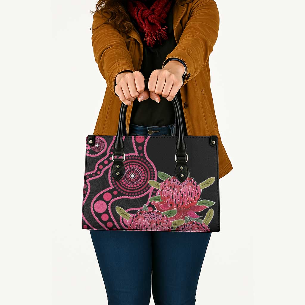 Australia Waratah Leather Bag Telopea Aussie Native Flowers Indigenous Art - Aussie Hoodie