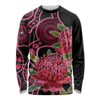 Australia Waratah Long Sleeve Shirt Telopea Aussie Native Flowers Indigenous Art - Aussie Hoodie