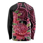 Australia Waratah Long Sleeve Shirt Telopea Aussie Native Flowers Indigenous Art - Aussie Hoodie