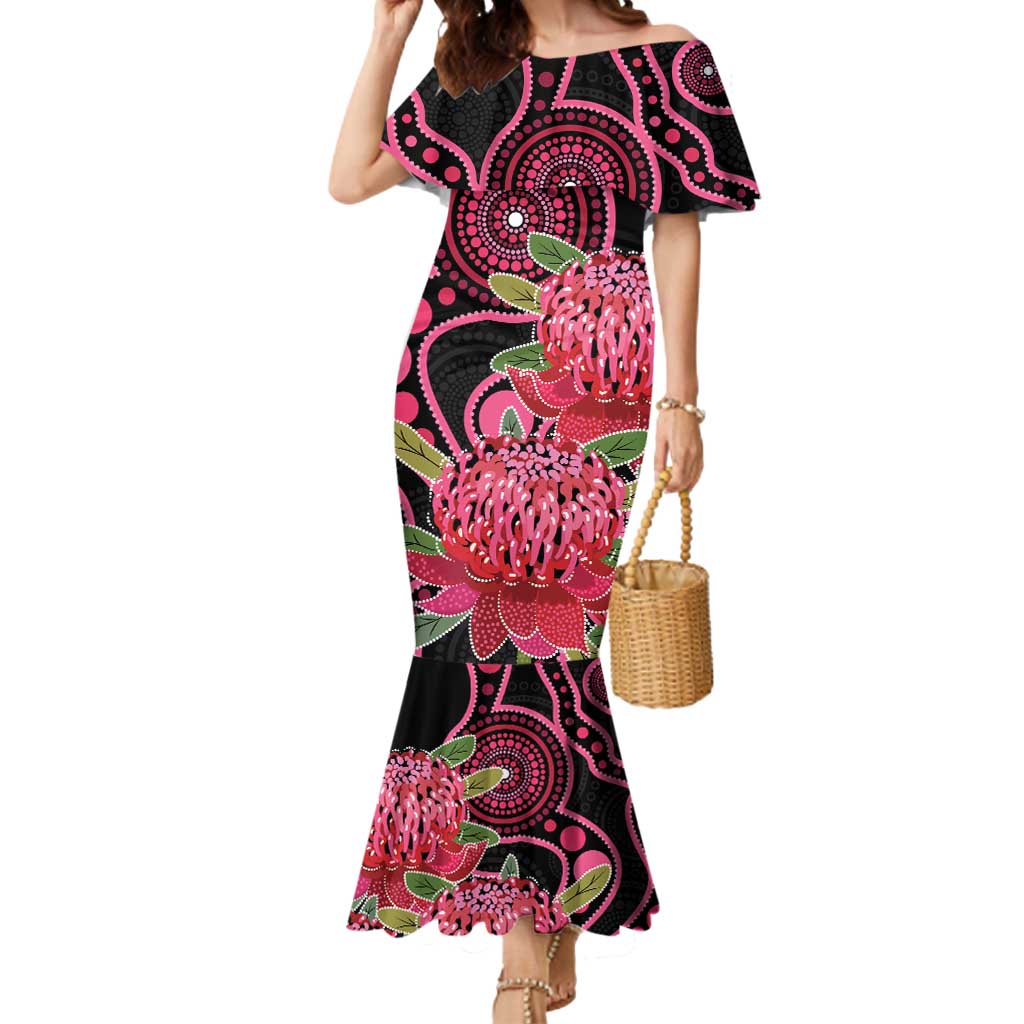 Australia Waratah Mermaid Dress Telopea Aussie Native Flowers Indigenous Art - Aussie Hoodie