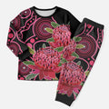 Australia Waratah Christmas Pajama Set Telopea Aussie Native Flowers Indigenous Art - Aussie Hoodie