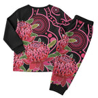 Australia Waratah Christmas Pajama Set Telopea Aussie Native Flowers Indigenous Art - Aussie Hoodie
