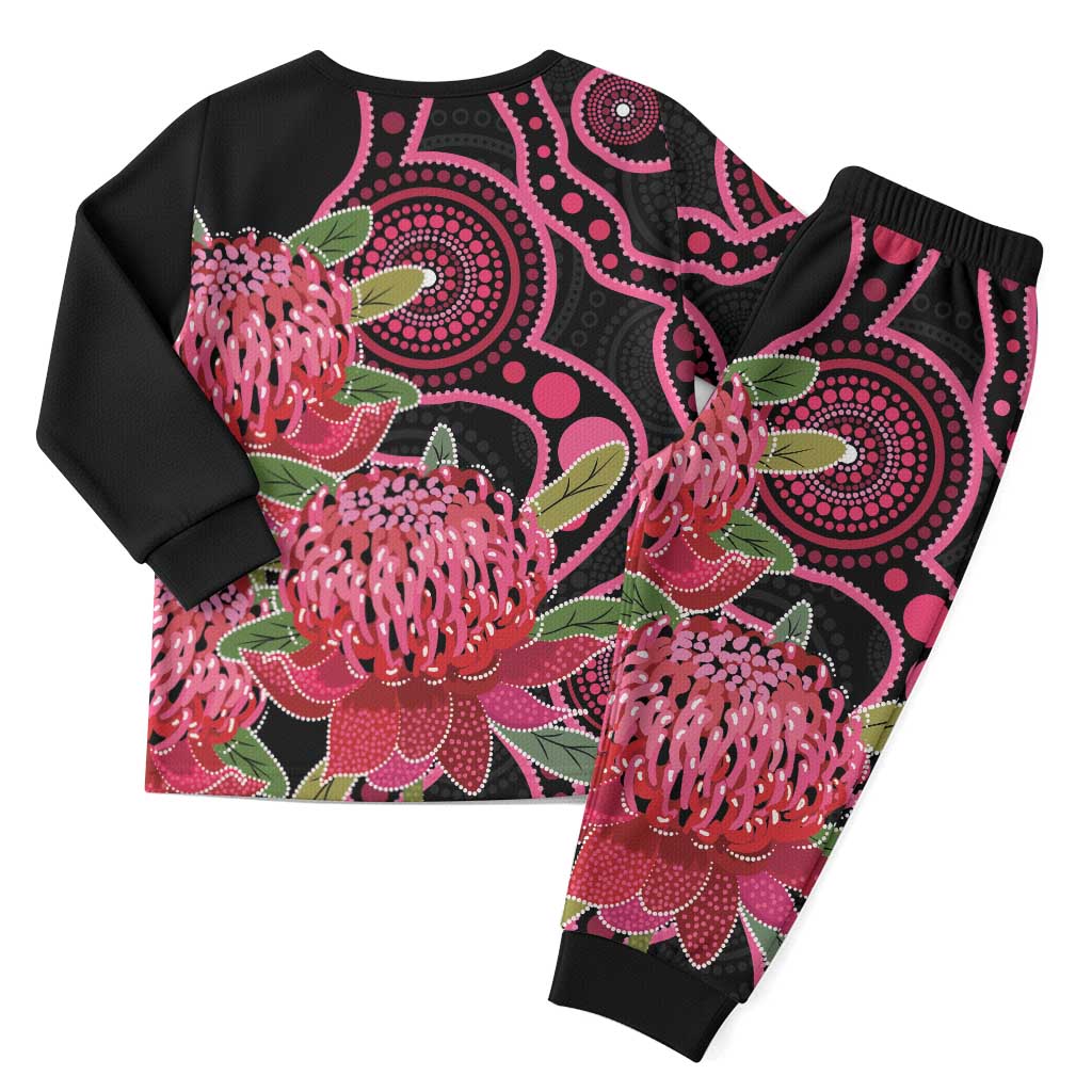 Australia Waratah Christmas Pajama Set Telopea Aussie Native Flowers Indigenous Art - Aussie Hoodie