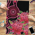 Australia Waratah Puzzle Telopea Aussie Native Flowers Indigenous Art - Aussie Hoodie