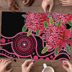 Australia Waratah Puzzle Telopea Aussie Native Flowers Indigenous Art - Aussie Hoodie