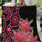 Australia Waratah Quilt Telopea Aussie Native Flowers Indigenous Art - Aussie Hoodie