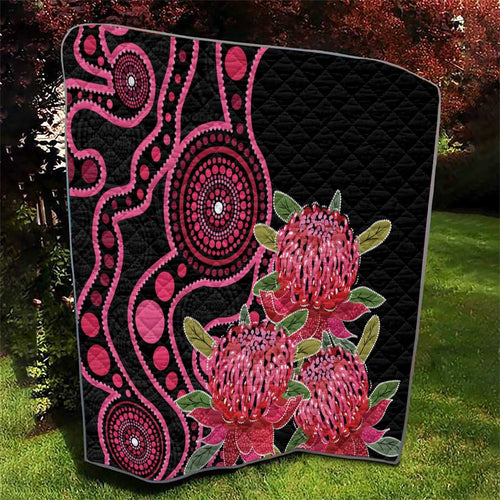 Australia Waratah Quilt Telopea Aussie Native Flowers Indigenous Art - Aussie Hoodie