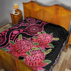 Australia Waratah Quilt Telopea Aussie Native Flowers Indigenous Art - Aussie Hoodie