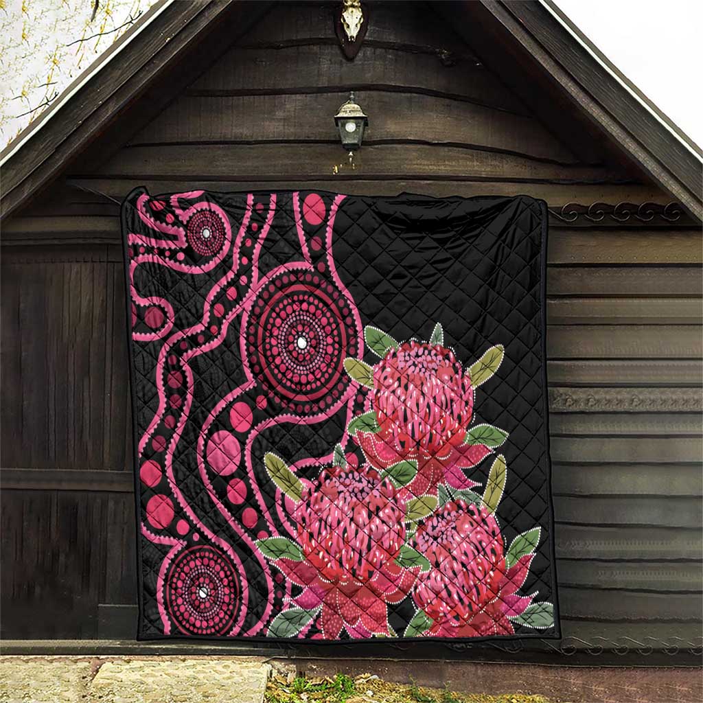 Australia Waratah Quilt Telopea Aussie Native Flowers Indigenous Art - Aussie Hoodie