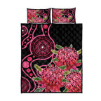 Australia Waratah Quilt Bed Set Telopea Aussie Native Flowers Indigenous Art - Aussie Hoodie