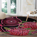 Australia Waratah Round Carpet Telopea Aussie Native Flowers Indigenous Art - Aussie Hoodie