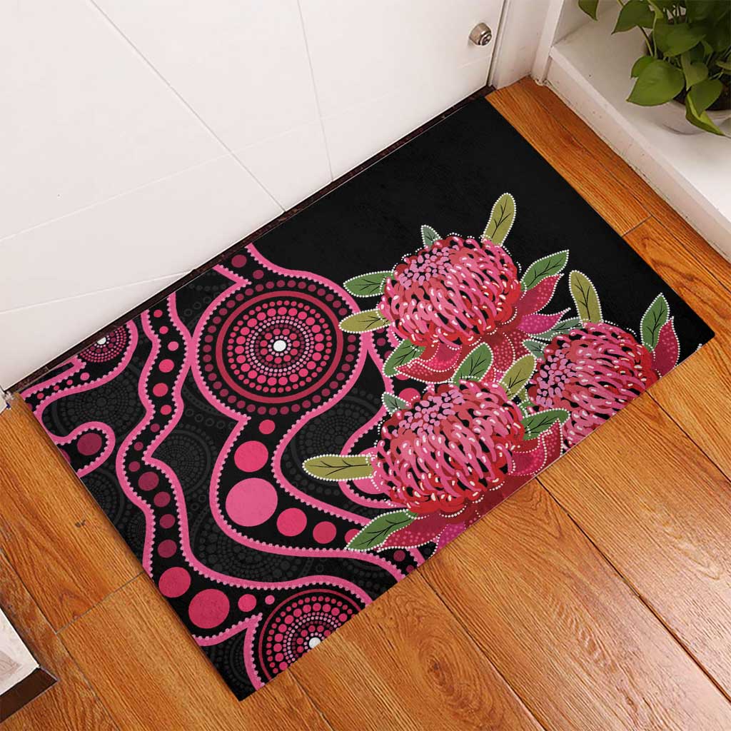 Australia Waratah Rubber Doormat Telopea Aussie Native Flowers Indigenous Art - Aussie Hoodie