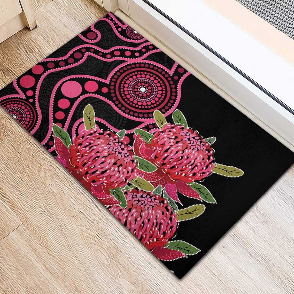 Australia Waratah Rubber Doormat Telopea Aussie Native Flowers Indigenous Art - Aussie Hoodie